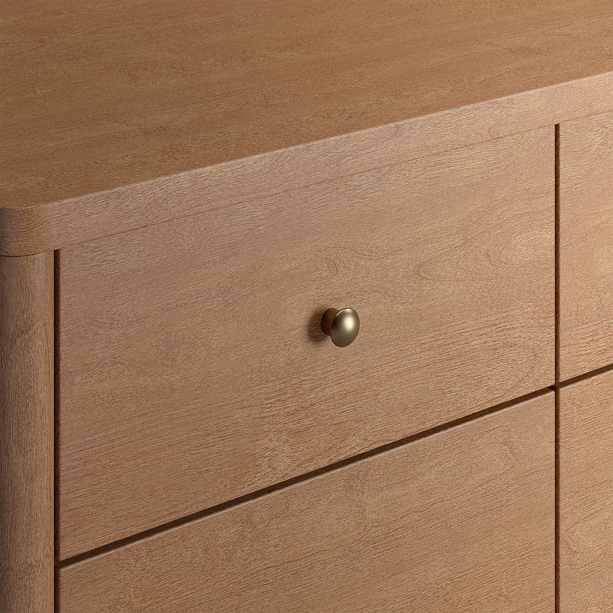 Hampshire 50" Natural Brown Wood 6-Drawer Wide Kids Dresser