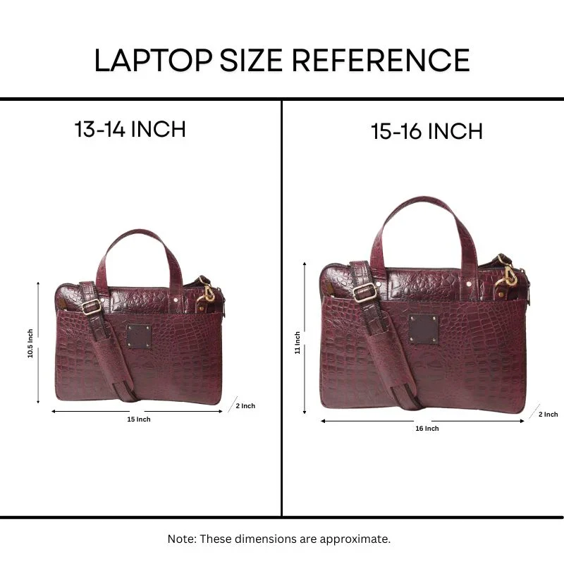Bordeaux Croc Carryall Laptop Bag