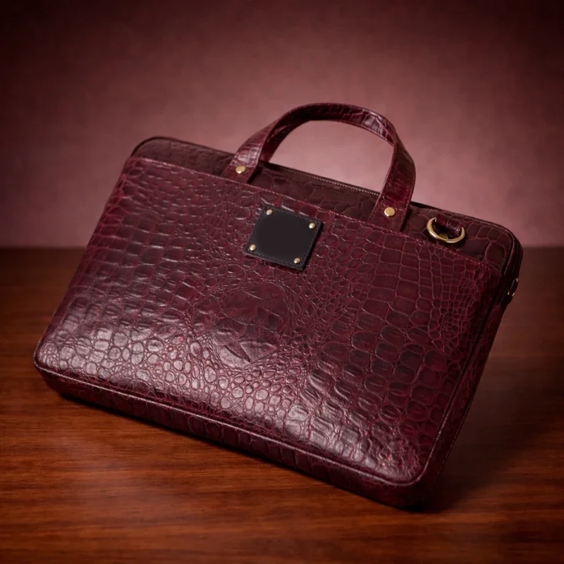 Bordeaux Croc Carryall Laptop Bag