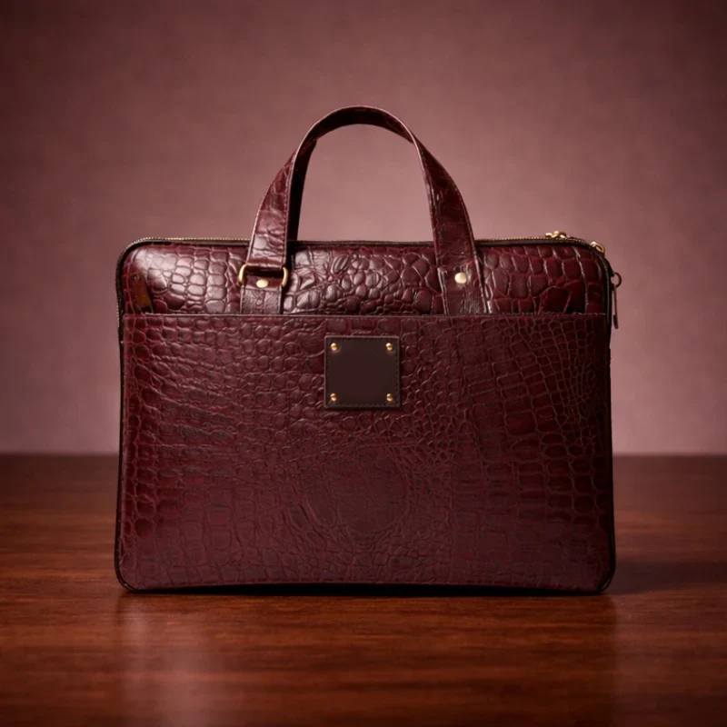 Bordeaux Croc Carryall Laptop Bag