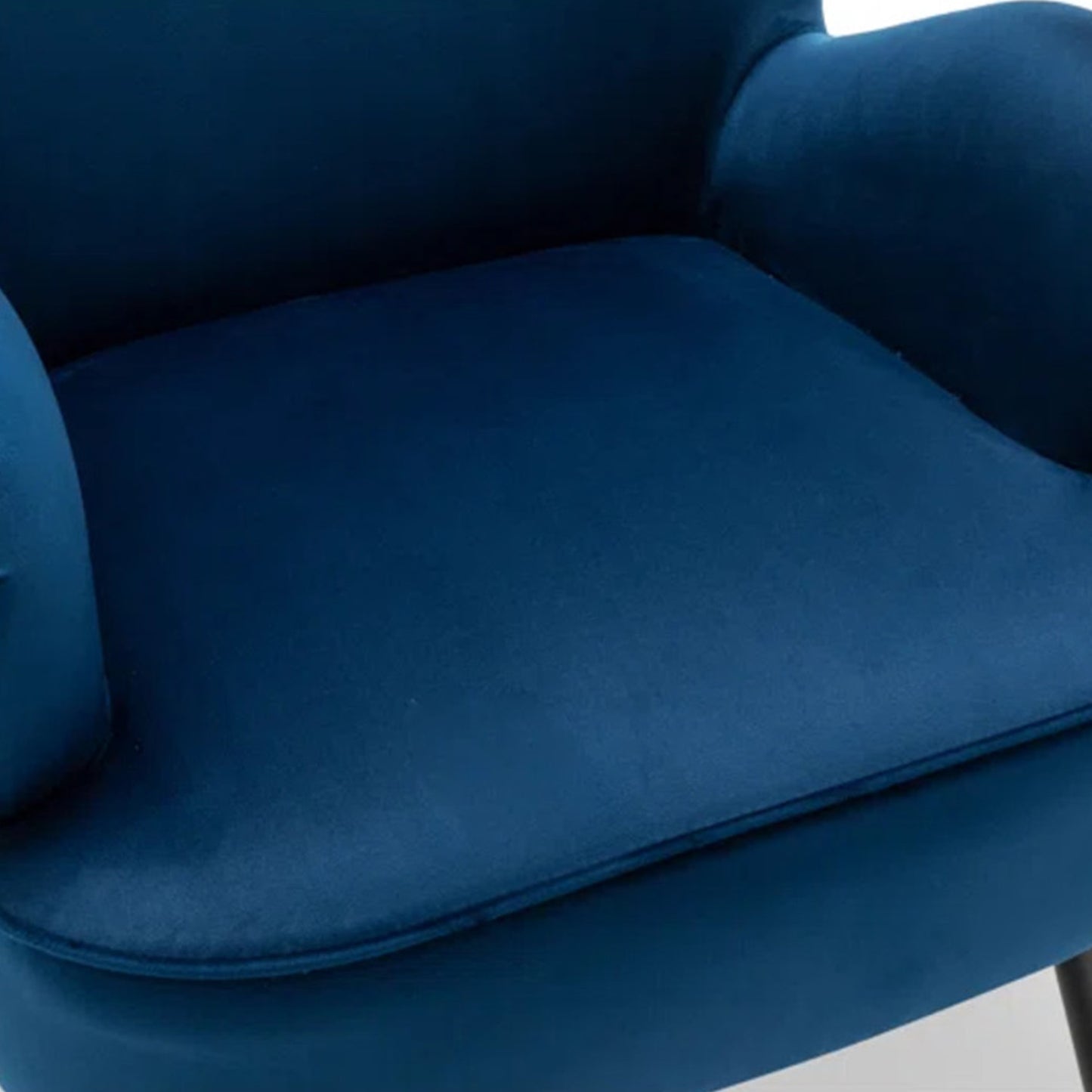 India shop Online Velvet Barrel Chair With Ottoman Footrest Blue Best Price