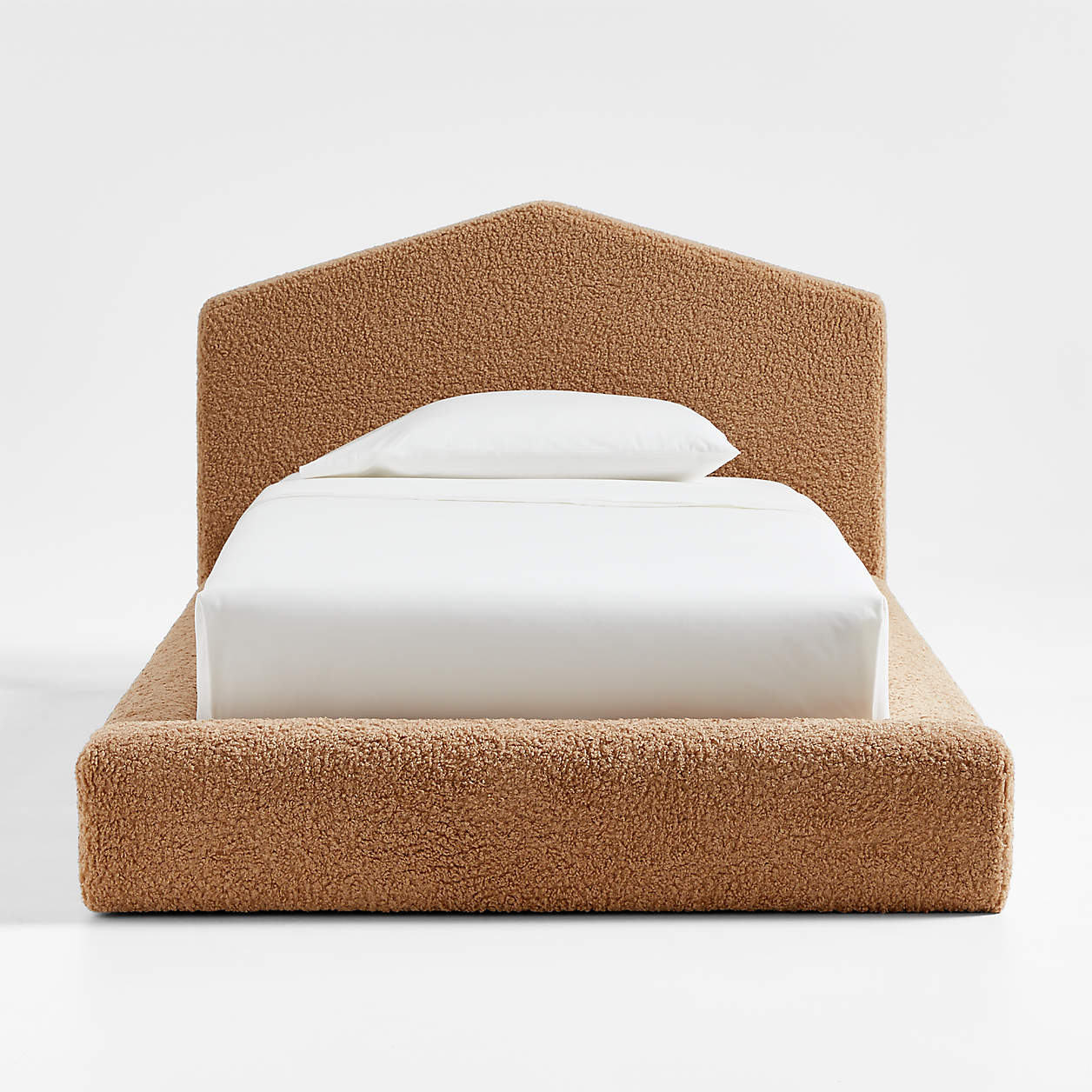 Caramel Arch Brown Boucle Kids Big Hydraulic Storage Bed