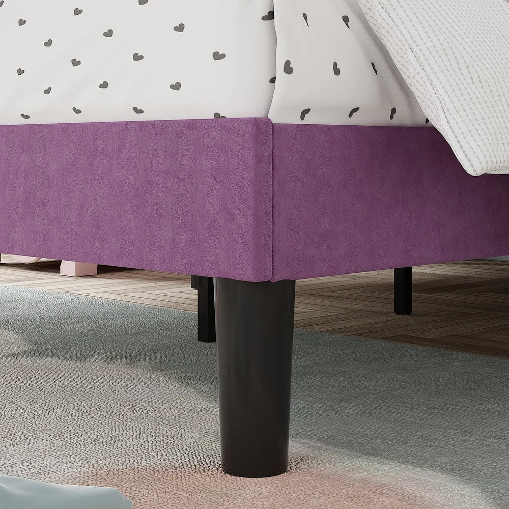 Princess Amethyst Purple Velvet Kids Big Hydraulic Storage Bed