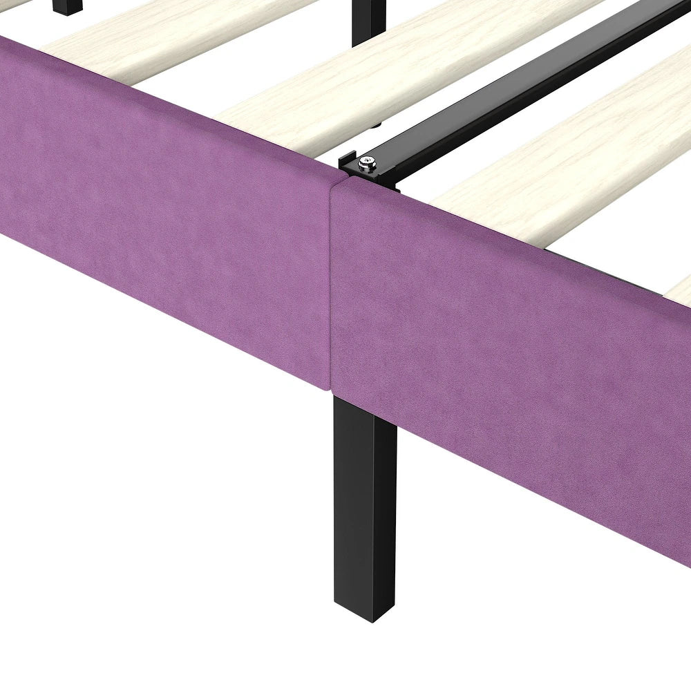 Princess Amethyst Purple Velvet Kids Big Hydraulic Storage Bed