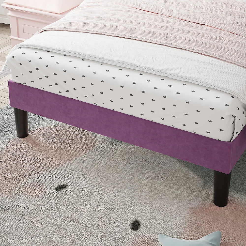 Princess Amethyst Purple Velvet Kids Big Hydraulic Storage Bed