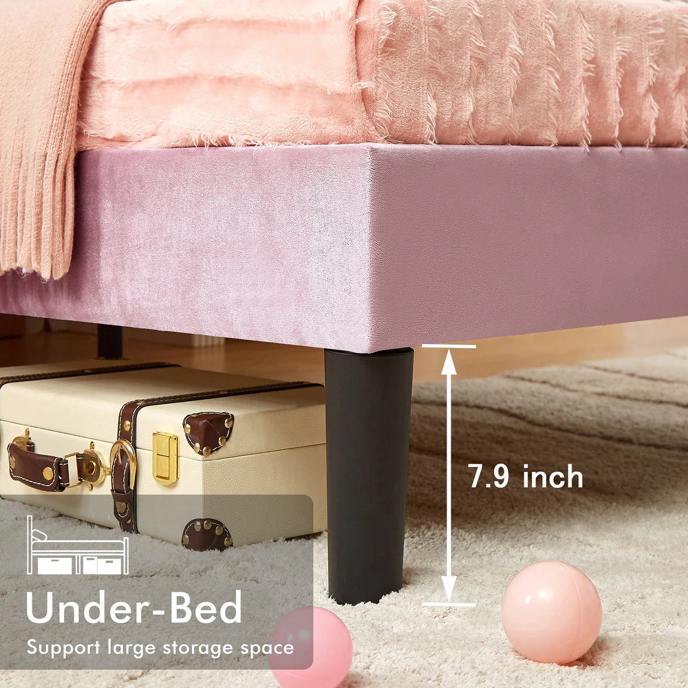 Princess Amethyst Purple Velvet Kids Big Hydraulic Storage Bed