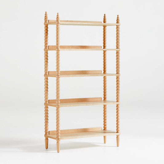 Jenny Lind 33" Maple Wood Spindle 5-Shelf Tall Kids Bookcase