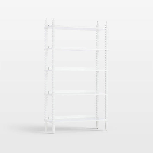 Jenny Lind 33" White Wood Spindle 5-Shelf Tall Kids Bookcase