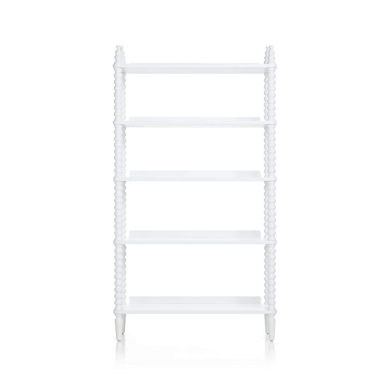 Jenny Lind 33" White Wood Spindle 5-Shelf Tall Kids Bookcase