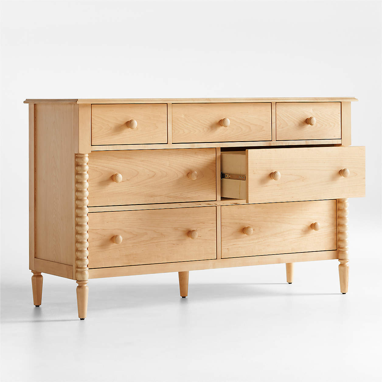Jenny Lind 54" Maple Wood Wide 7-Drawer Kids Dresser