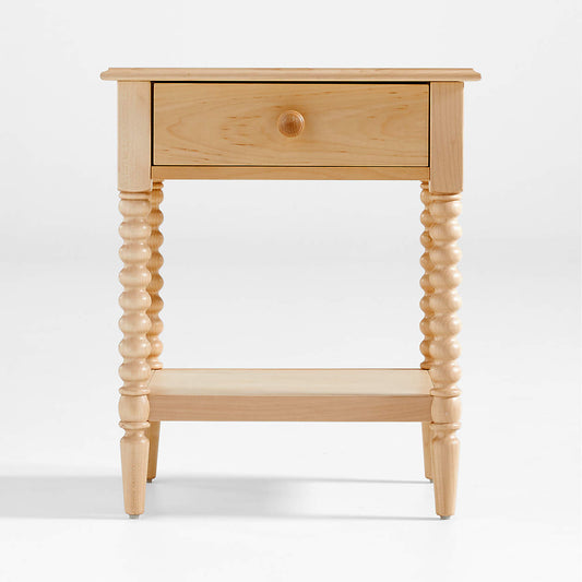 Jenny Lind 21" Maple Wood Spindle Kids Nightstand with Drawer