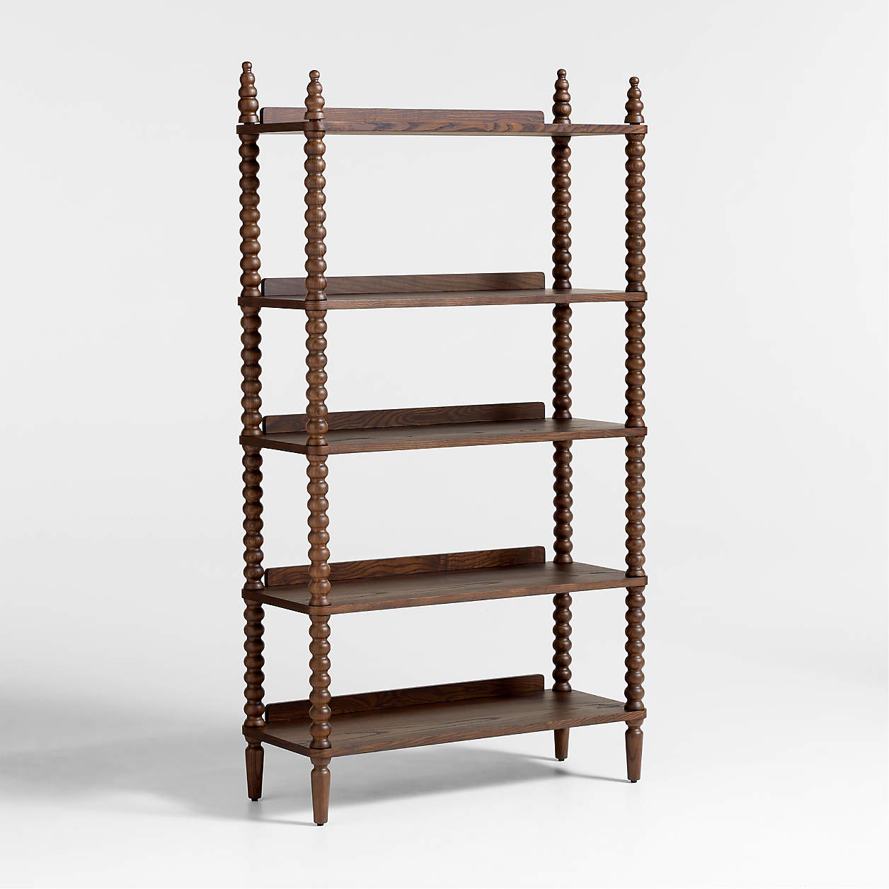 Jenny Lind 33" Deep Brown Wood Spindle 5-Shelf Tall Kids Bookcase