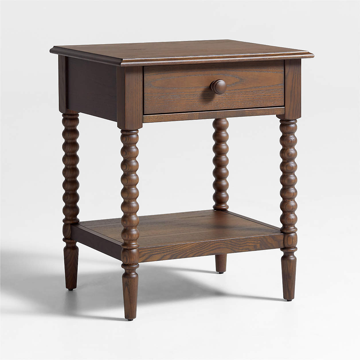 Jenny Lind 21" Deep Brown Wood Spindle Kids Nightstand with Drawer
