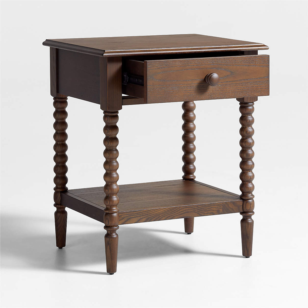Jenny Lind 21" Deep Brown Wood Spindle Kids Nightstand with Drawer