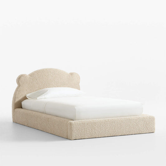 Princess Wave Cream Boucle Kids Big  Storage Bed