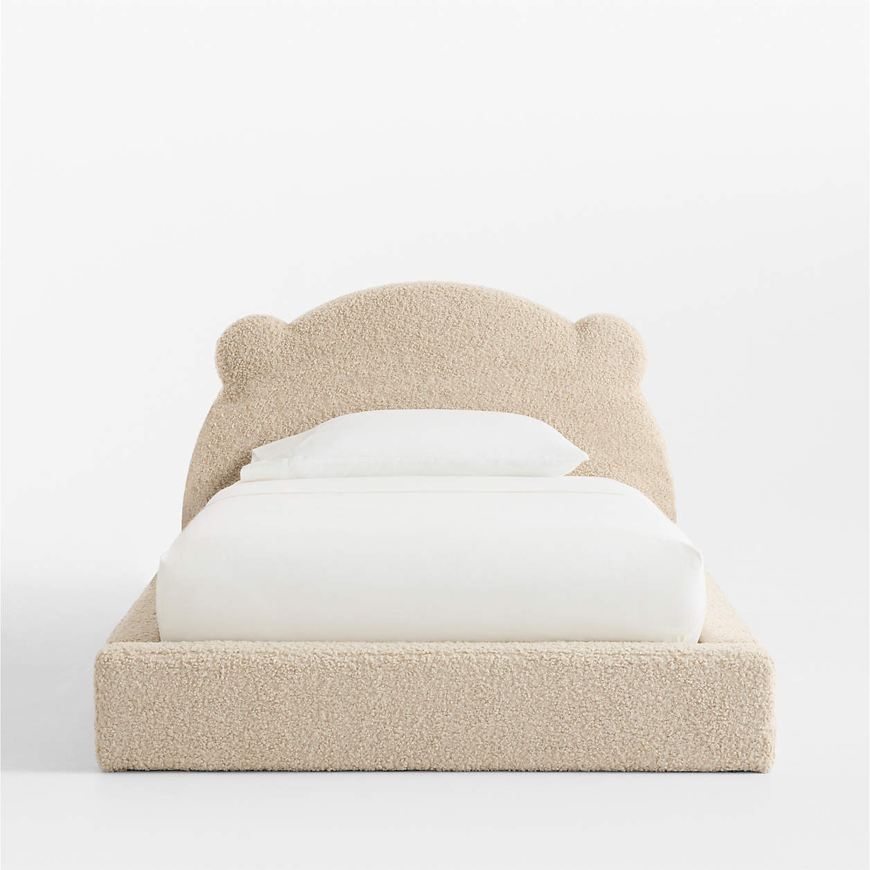 Princess Wave Cream Boucle Kids Small Hydraulic Storage Bed