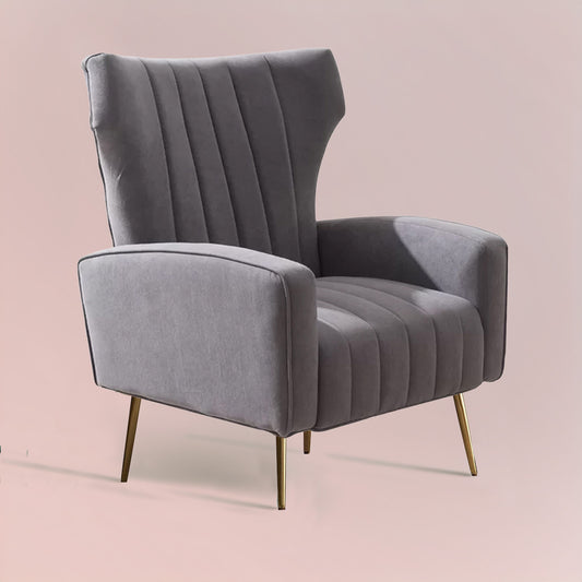 Buy Luxurious Velvet Accent Chair Grey Color Online