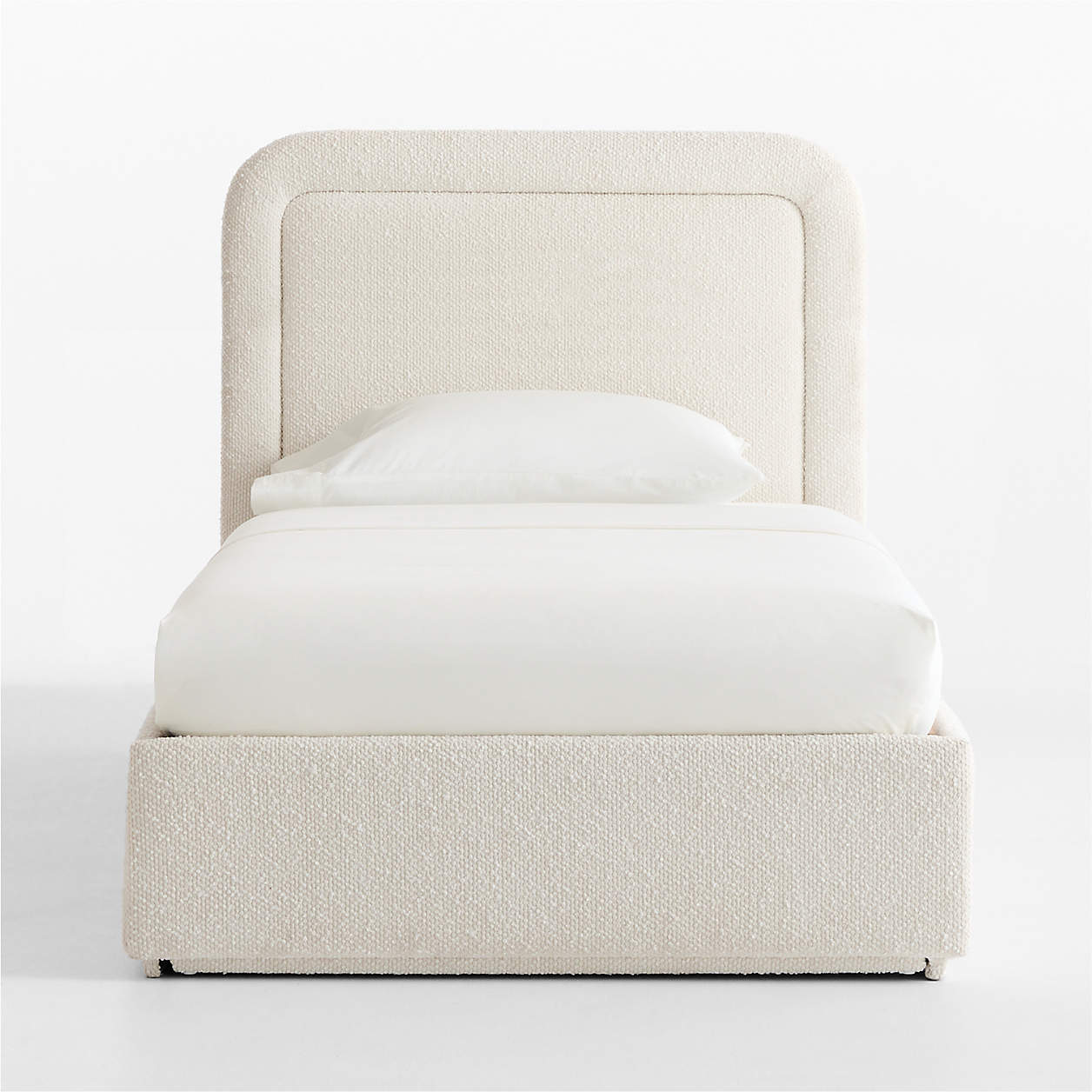 Marshmallow Cream Boucle Kids Small Hydraulic Storage Bed