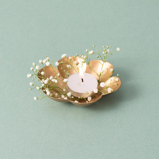 Gold Floral Design Diya