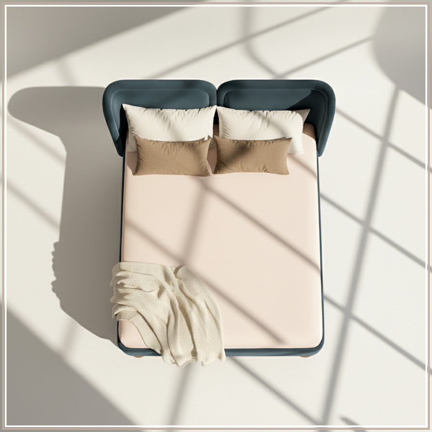 Nobella Opal King Size Bed in Grey Blue Velvet with Spherical Legs, Oak Wood Frame & Hydraulic Storage