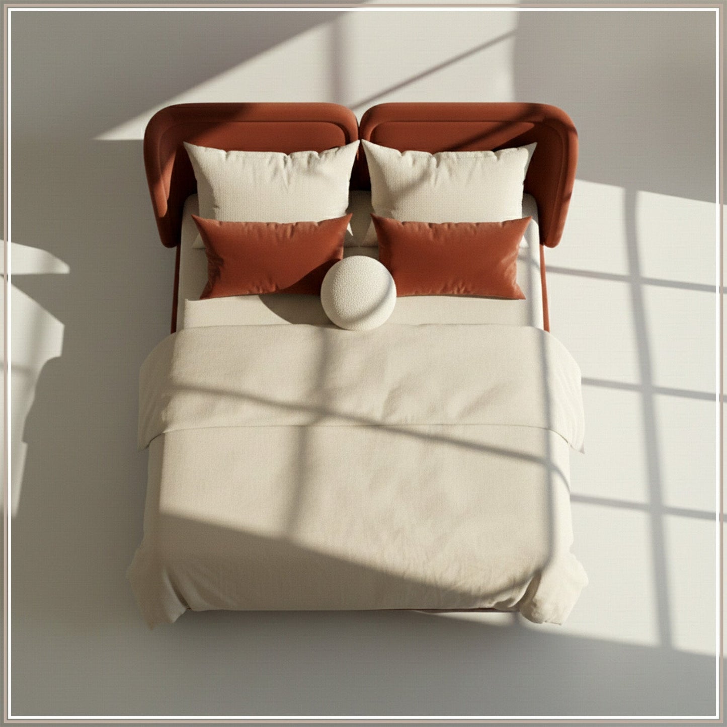 Nobella Opal Queen Size Bed in Orange Velvet with Spherical Legs, Oak Wood Frame & Hydraulic Storage