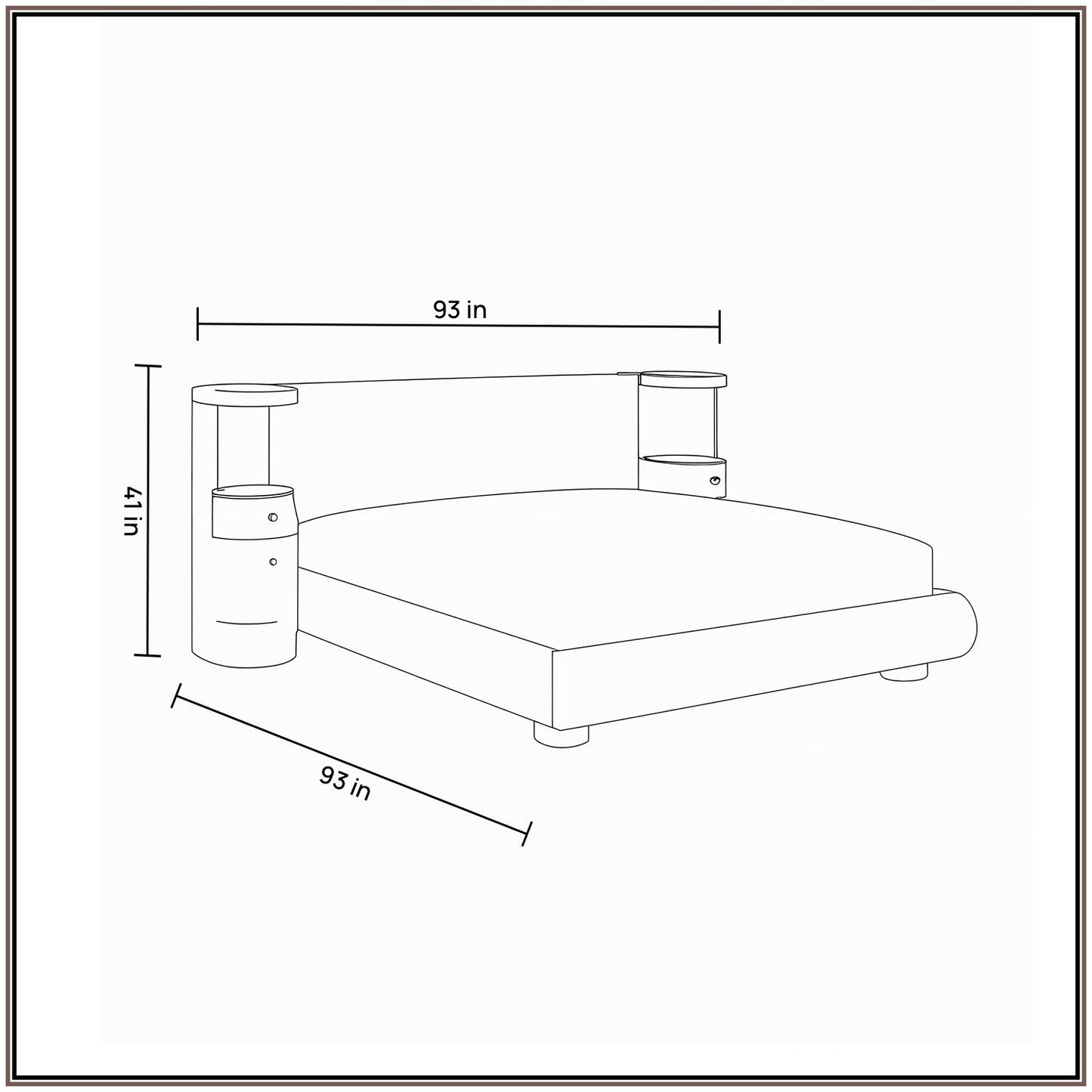 Regalis Block-Leg Panel Queen Size Bed in Velvet with Oak wood Frame & Hydraulic Storage