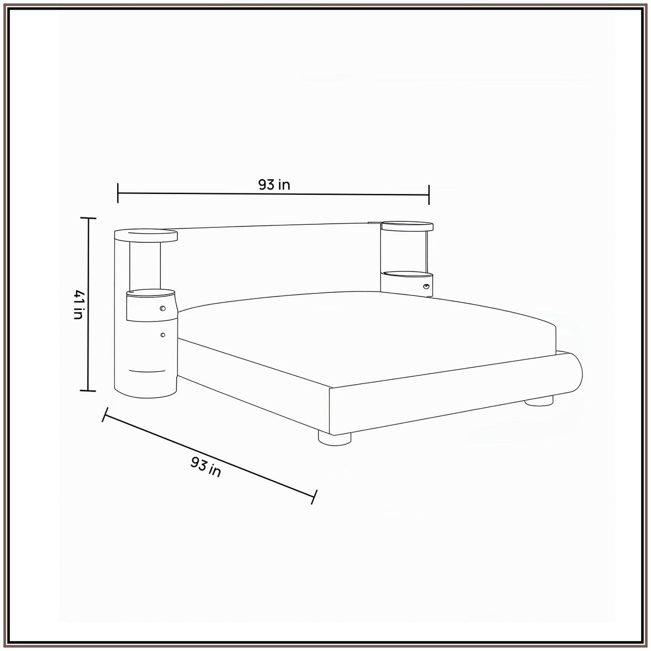 Regalis Block-Leg Panel Queen Size Bed in Velvet with Oak wood Frame & Hydraulic Storage