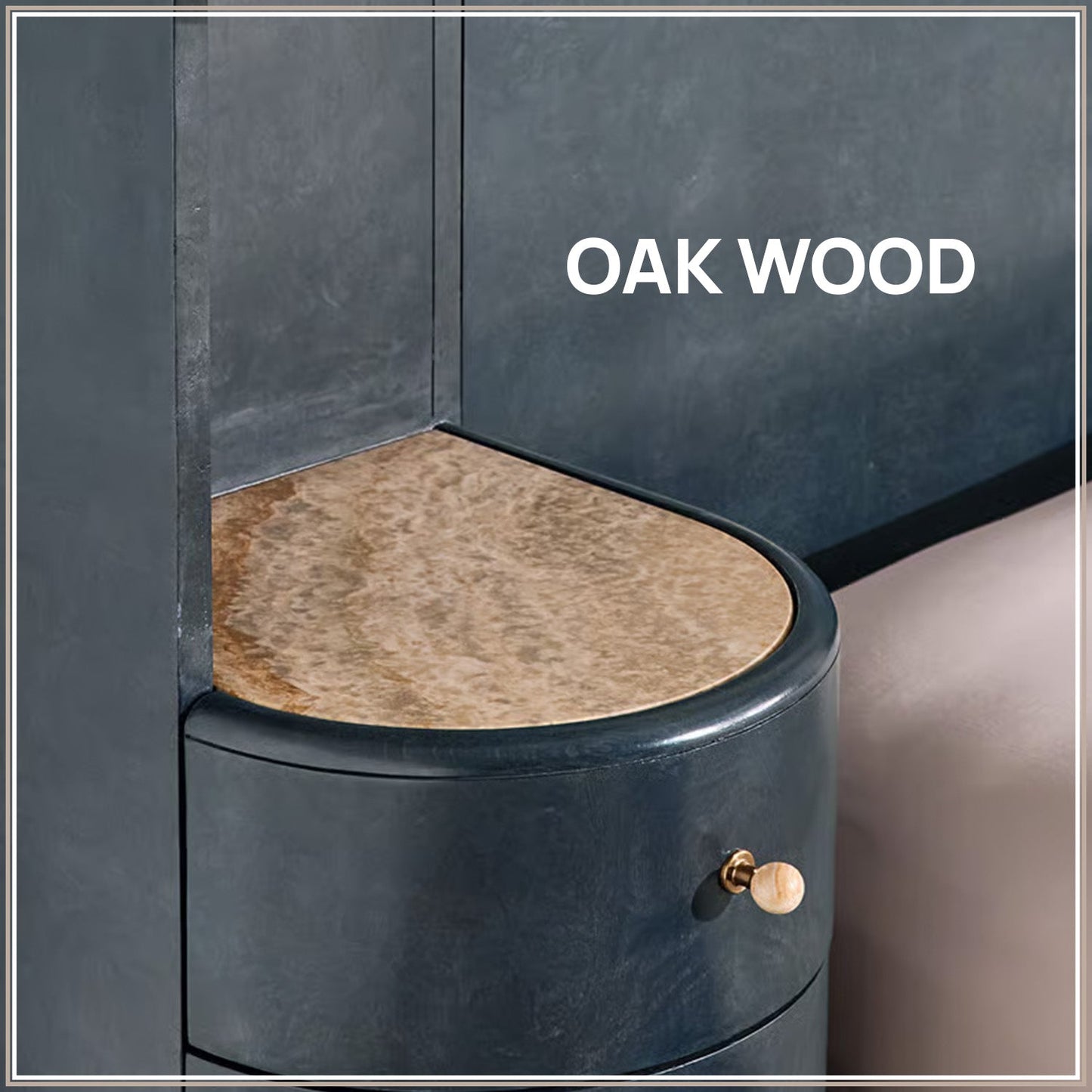 Regalis Block-Leg Panel Queen Size Bed in Velvet with Oak wood Frame & Hydraulic Storage