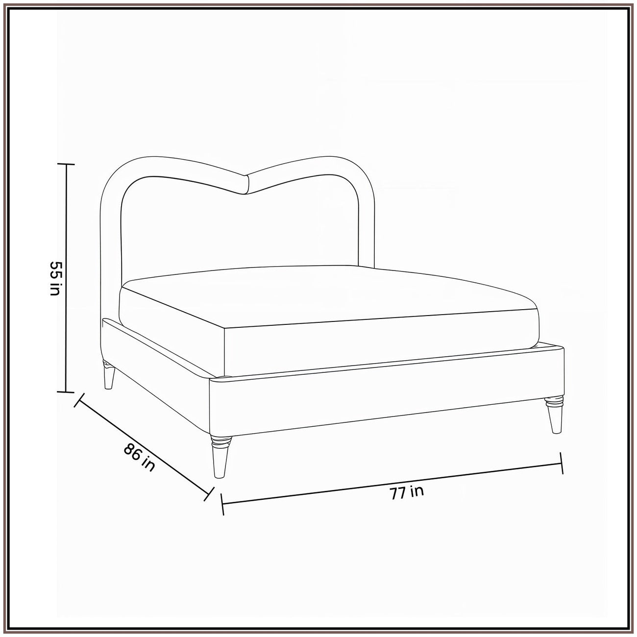 Elaris Curve Comfort King Size Bed in Dark Brown velvet With Engineer Wood Frame & Hydraulic Storage