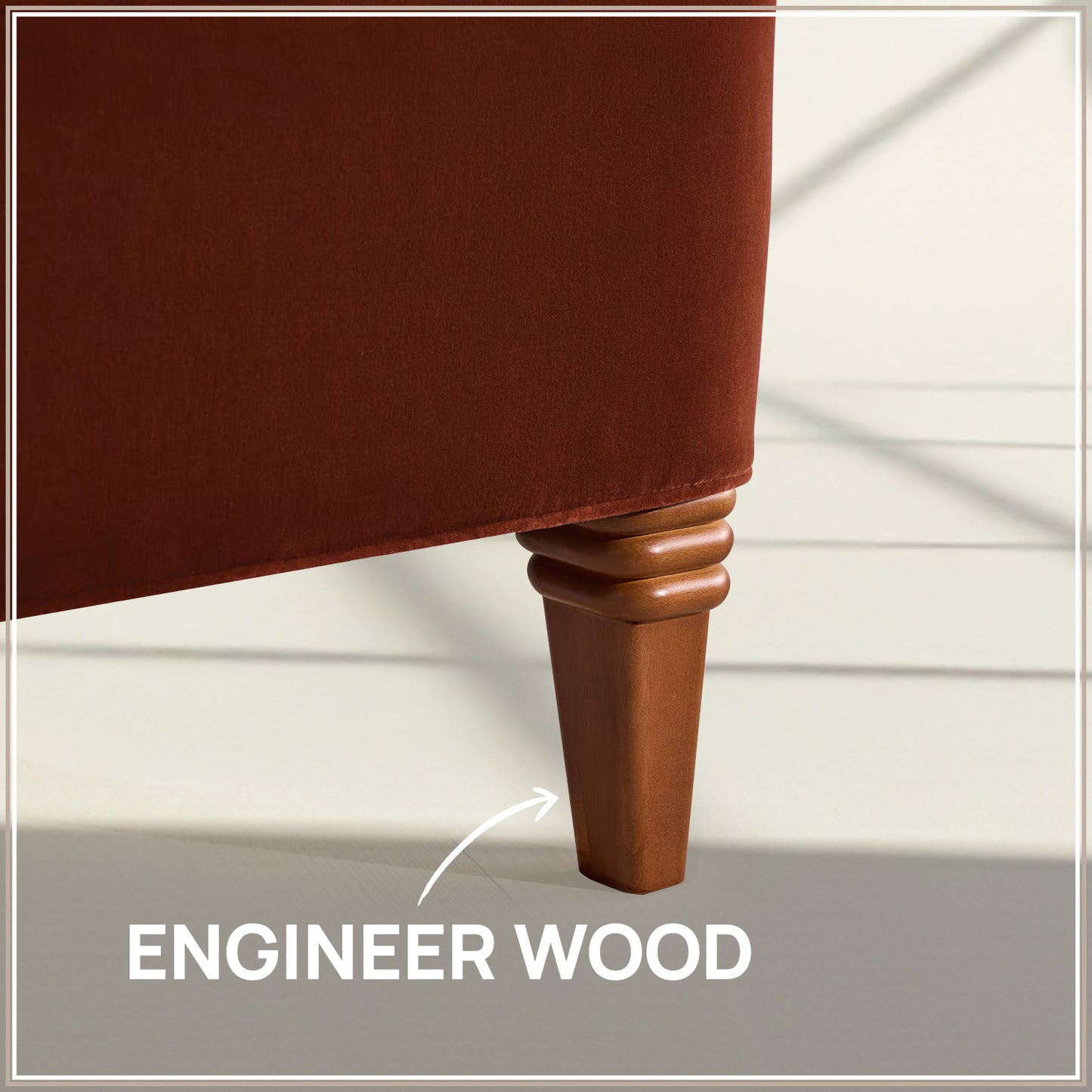 Elaris Curve Comfort King Size Bed in Rust Velvet with Engineer Wood Frame & Hydraulic Storage