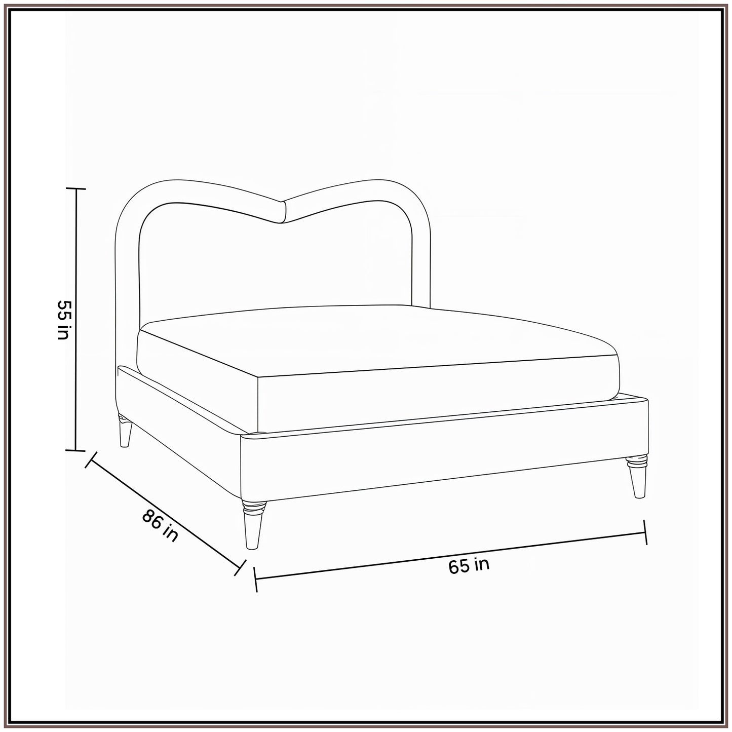 Elaris Curve Comfort Queen Size Bed in Grey Blue Velvet with Engineer Wood Frame & Hydraulic Storage