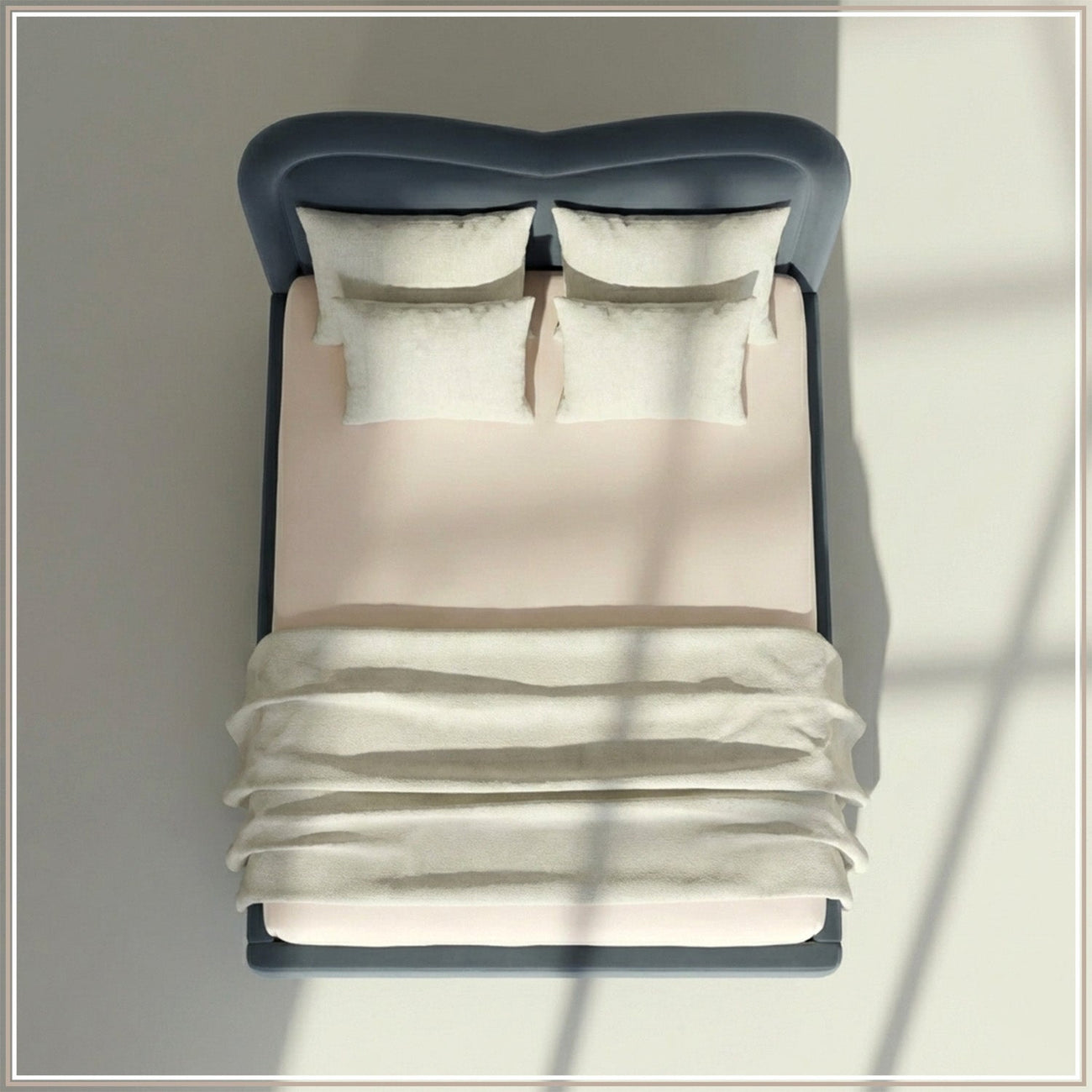Elaris Curve Comfort King Size Bed in Grey Blue Velvet with Engineer Wood Frame & Hydraulic Storage