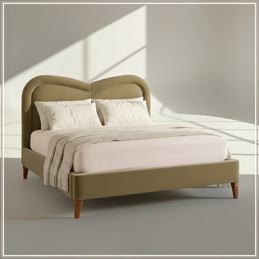 Elaris Curve Comfort King Size Bed in Lichen Velvet with Engineer Wood Frame & Hydraulic Storage
