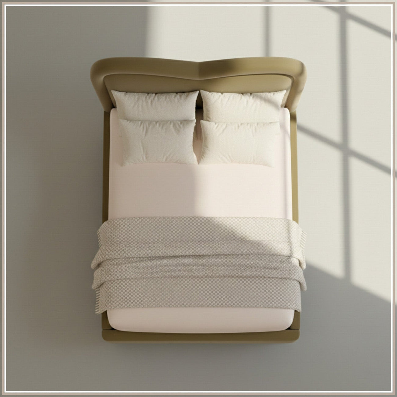 Elaris Curve Comfort Queen Size Bed in Lichen Velvet with Engineer Wood Frame & Hydraulic Storage