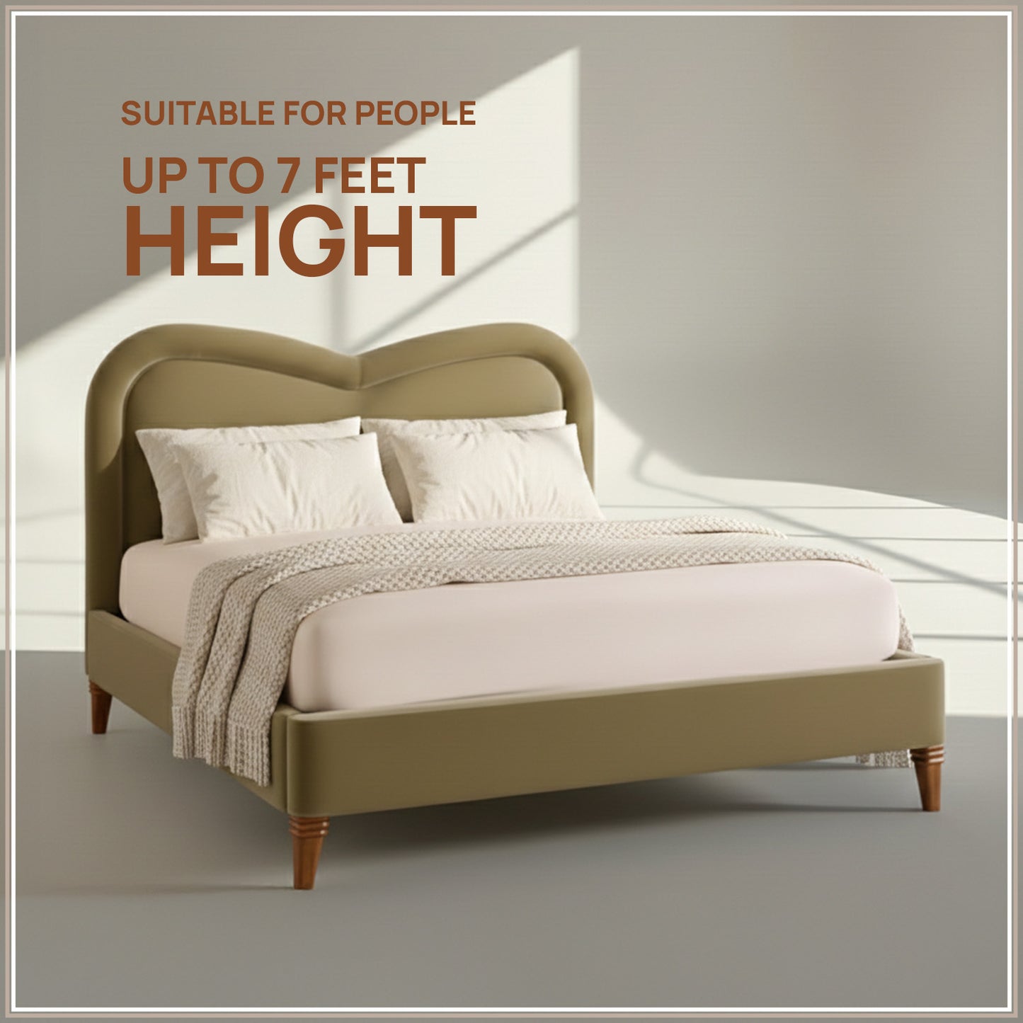 Elaris Curve Comfort Queen Size Bed in Lichen Velvet with Engineer Wood Frame & Hydraulic Storage