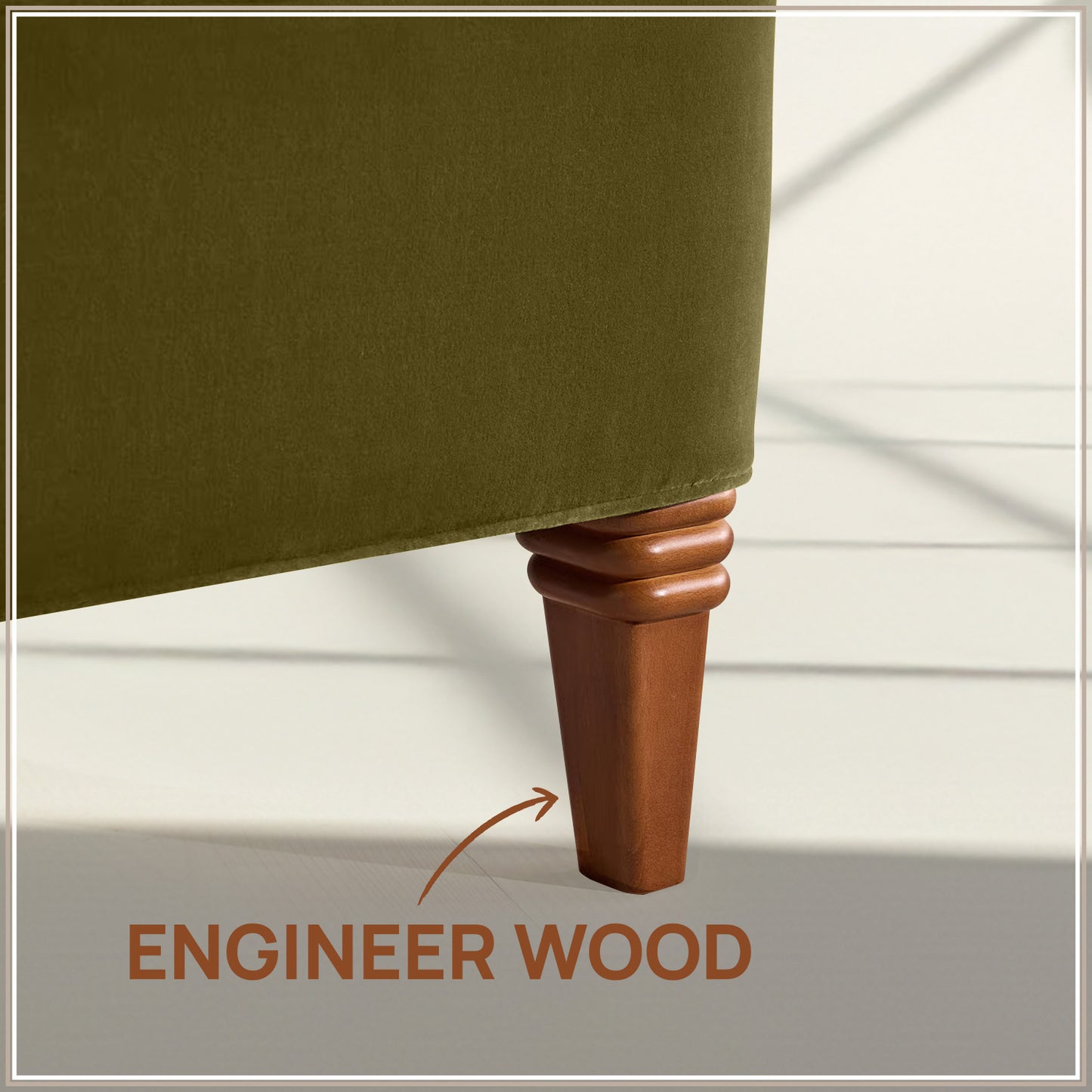 Elaris Curve Comfort Queen Size Bed in Olive Brown Velvet with Engineer Wood Frame & Hydraulic Storage