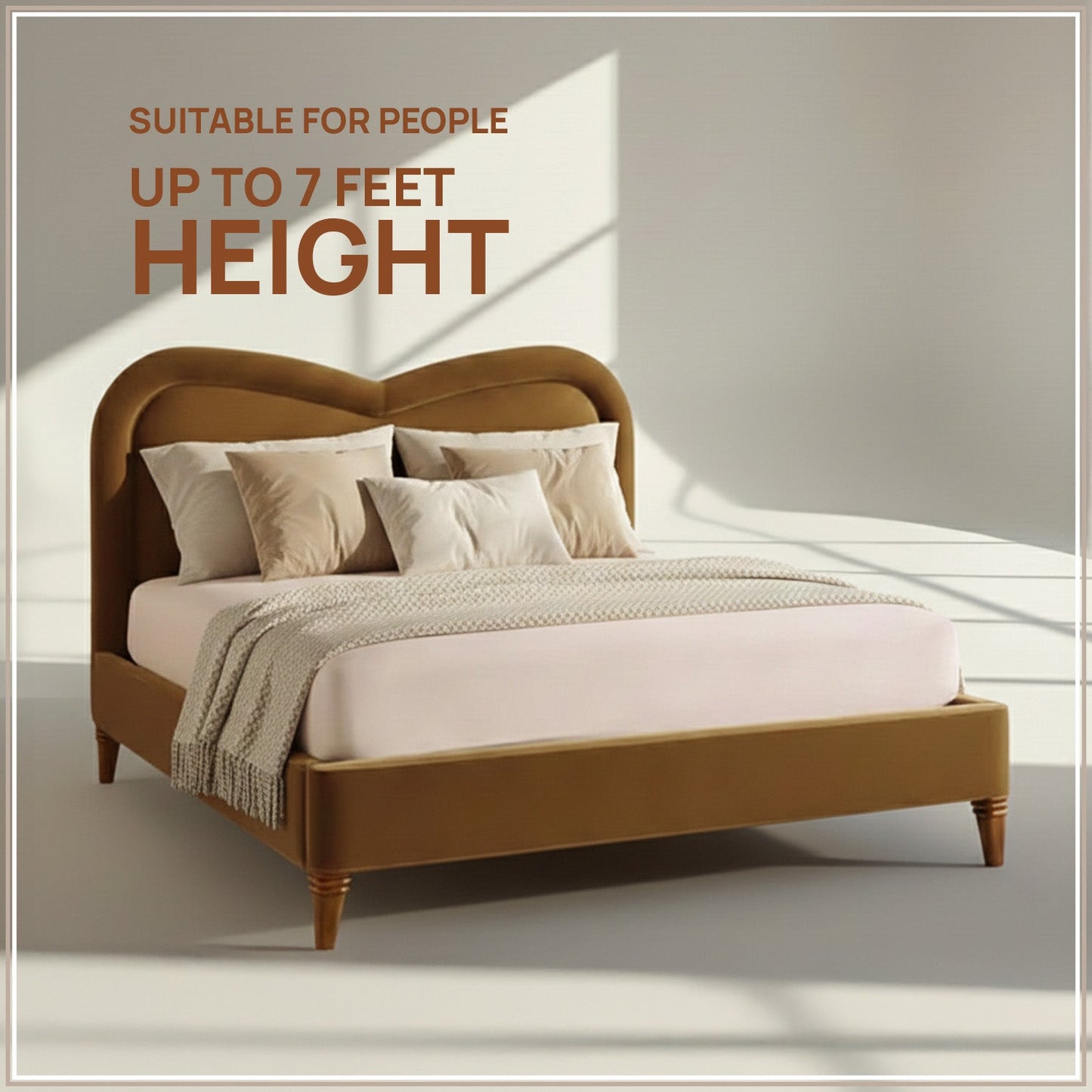 Elaris Curve Comfort Queen Size Bed in Mustard Velvet with Engineer Wood Frame & Hydraulic Storage