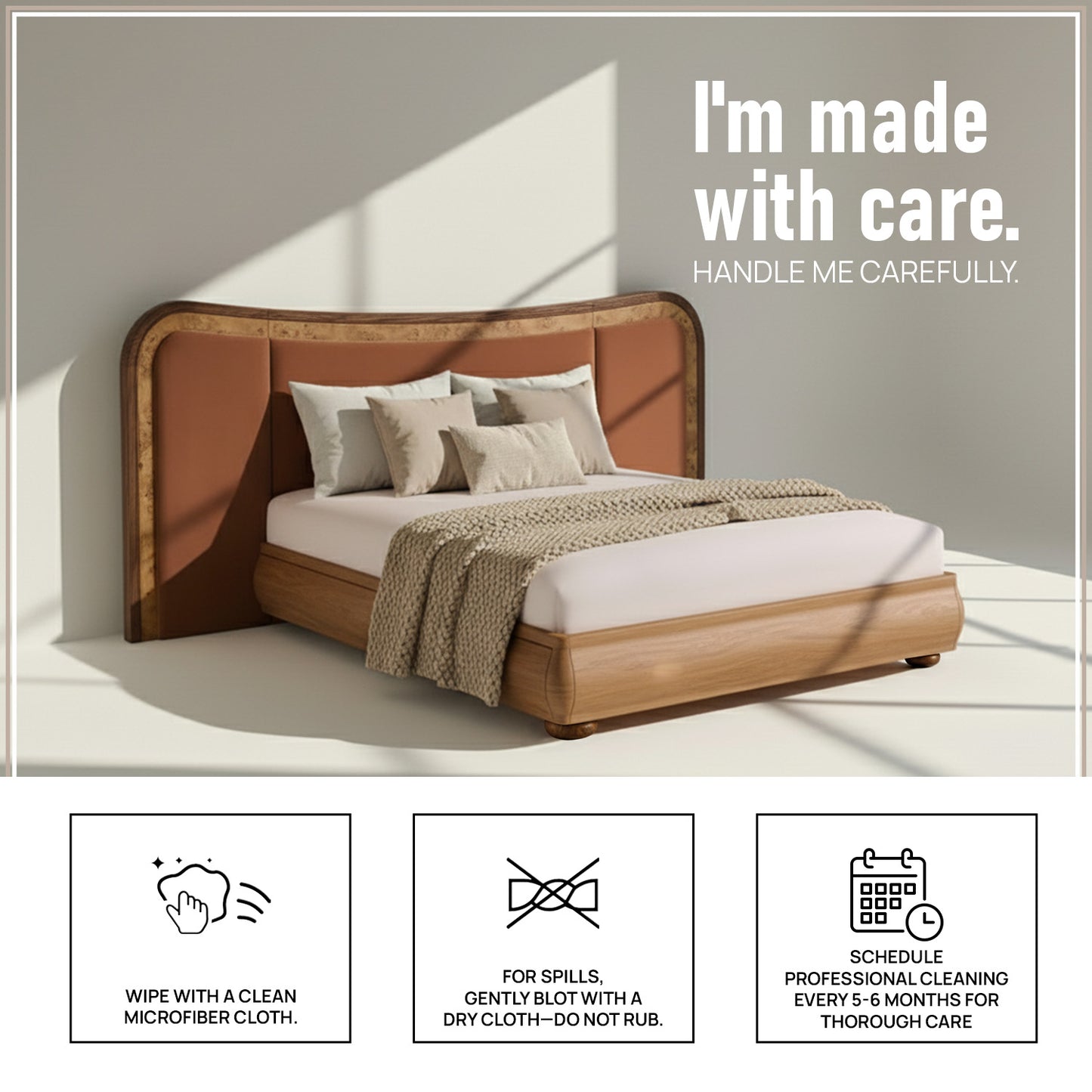 Elowen Softline Queen Size Bed in Antique Rose Velvet with Oak wood Frame & Hydraulic Storage