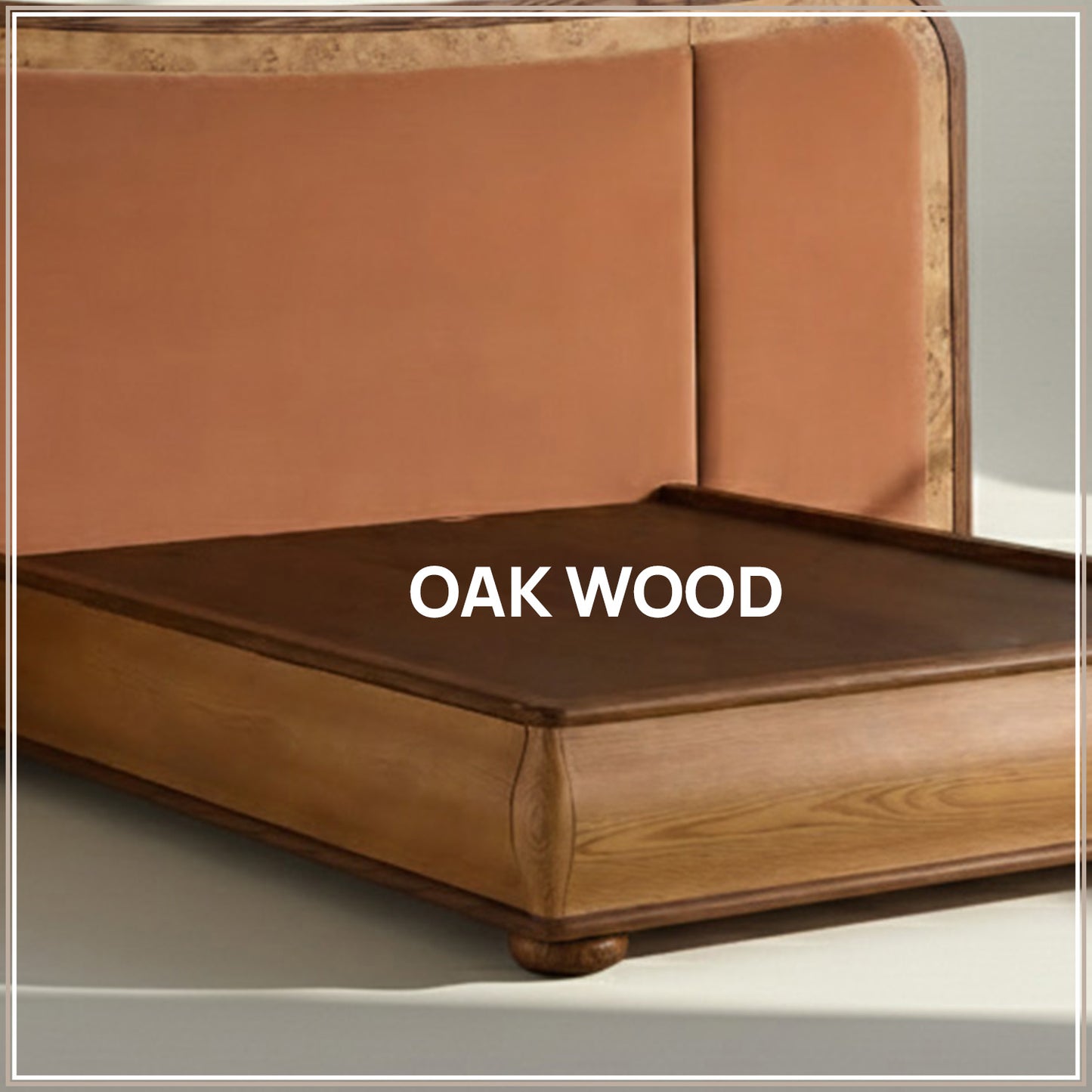 Elowen Softline Queen Size Bed in Antique Rose Velvet with Oak wood Frame & Hydraulic Storage