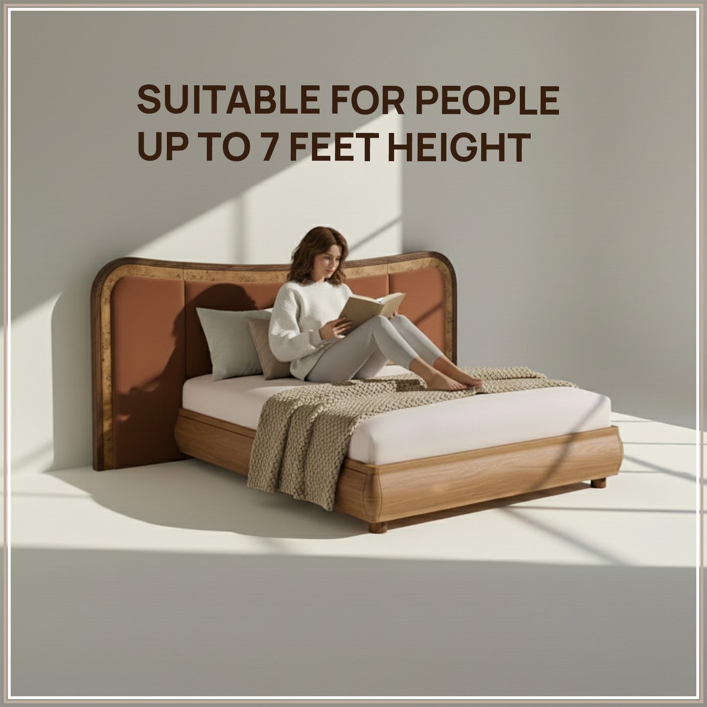 Elowen Softline Queen Size Bed in Antique Rose Velvet with Oak wood Frame & Hydraulic Storage