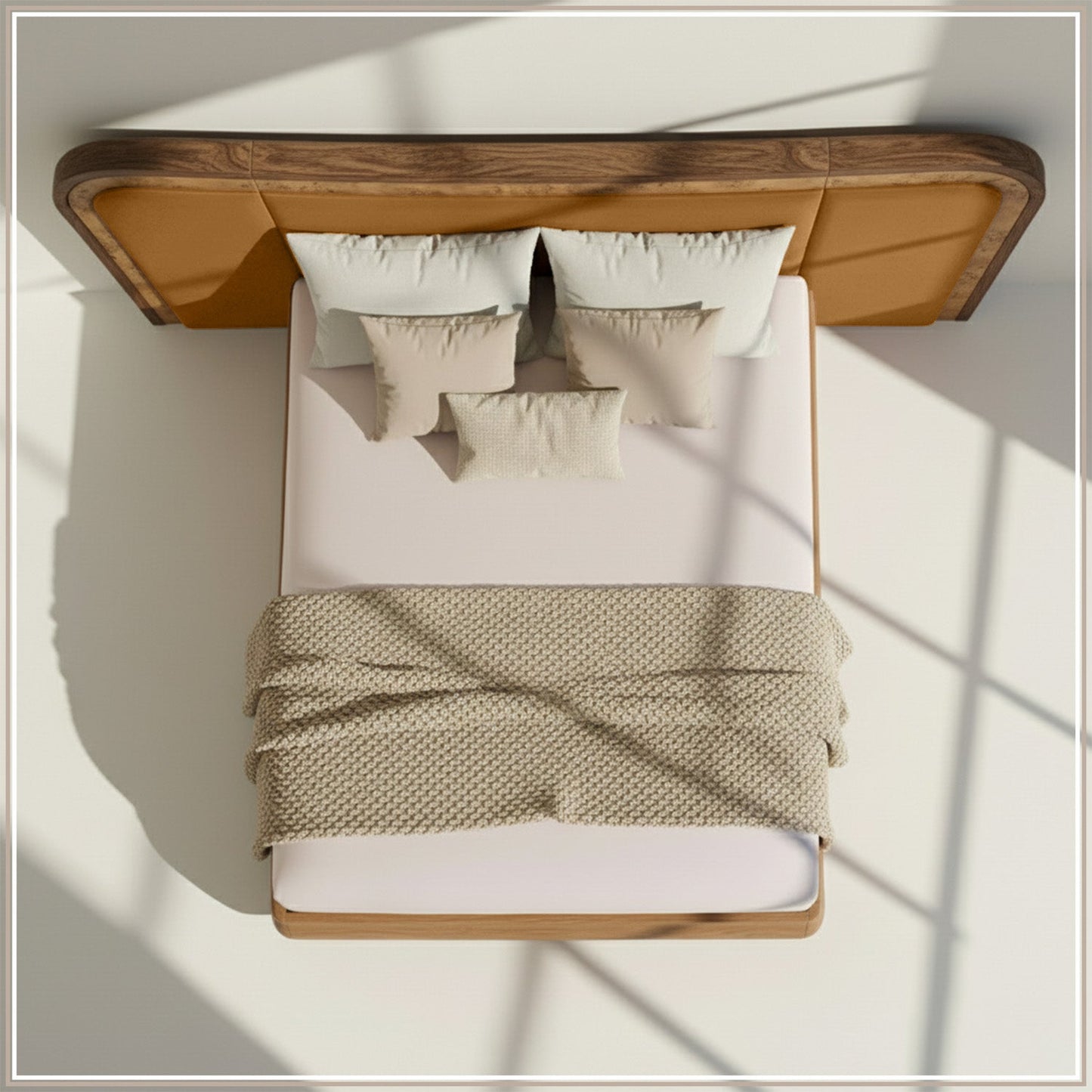 Elowen Softline King Size Bed in Mustard Velvet with Oak wood Frame & Hydraulic Storage