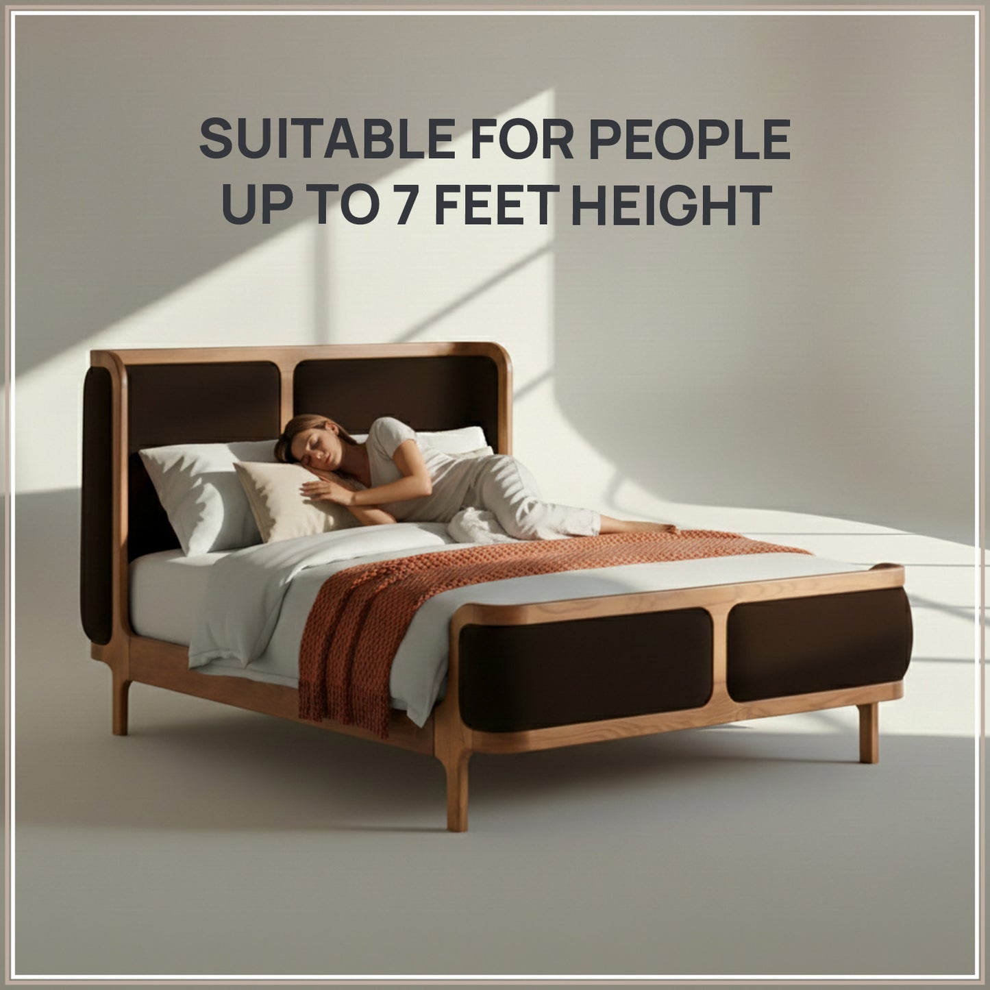 Valerio Duo-Panel Luxe Queen Size Bed in Chocolate Brown Velvet with Oak wood Frame & Hydraulic Storage