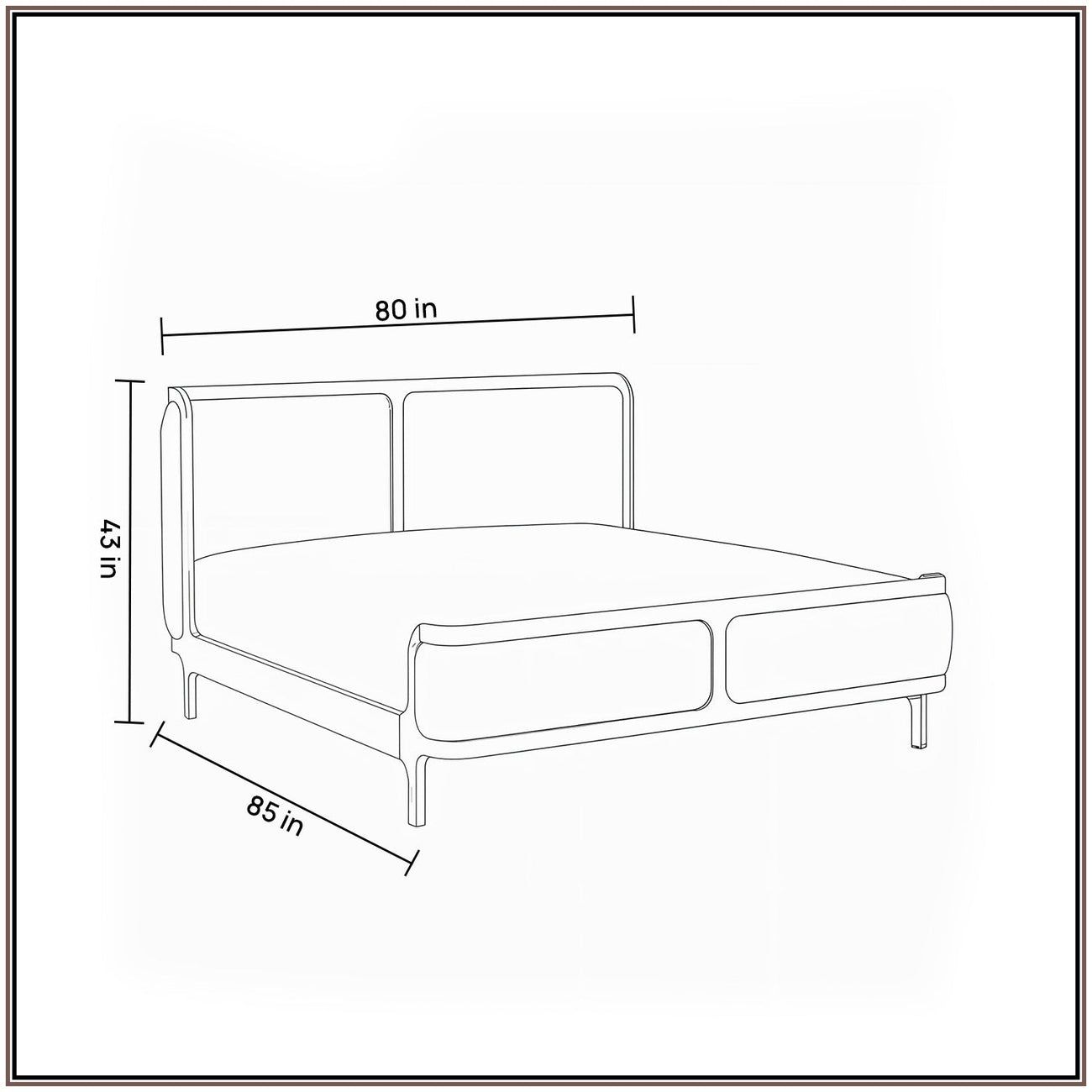 Valerio Duo-Panel Luxe King Size Bed in Tuape Velvet with Oak wood Frame