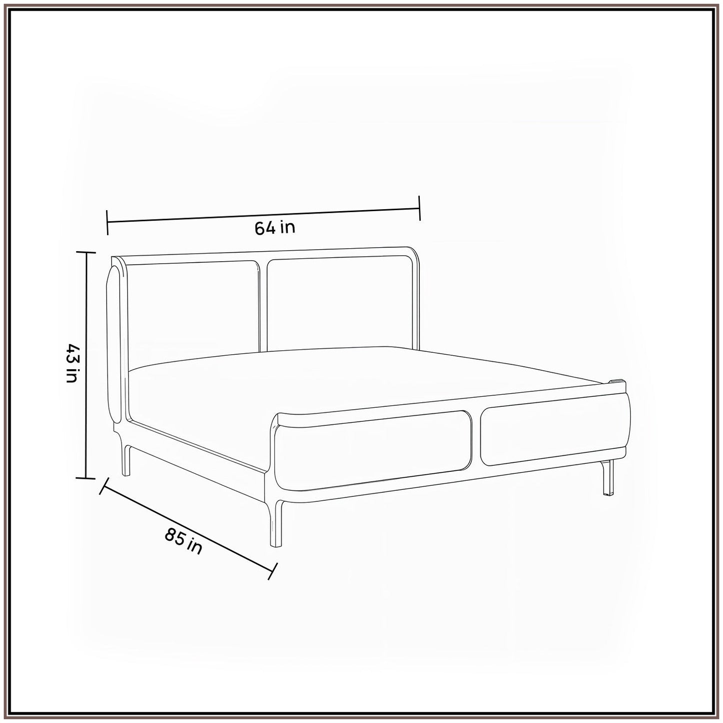 Valerio Duo-Panel Luxe Queen Size Bed in Lichen Velvet with Oak wood Frame