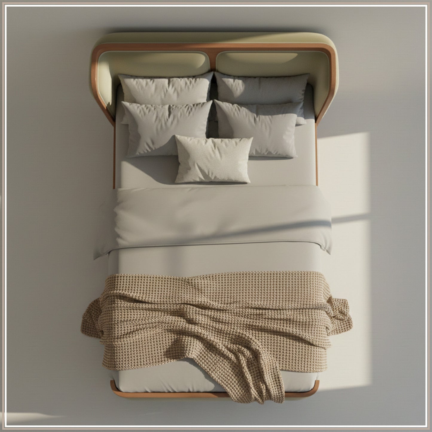 Valerio Duo-Panel Luxe King Size Bed in Lichen Velvet with Oak wood Frame & Hydraulic Storage