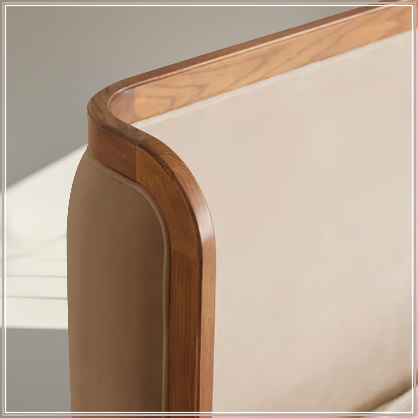 Valerio Duo-Panel Luxe King Size Bed in Off White Velvet with Oak wood Frame & Hydraulic Storage