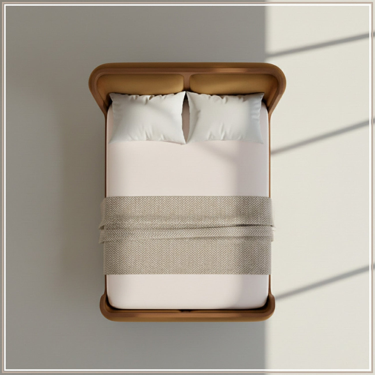 Valerio Duo-Panel Luxe Queen Size Bed in Mustard Velvet with Oak wood Frame