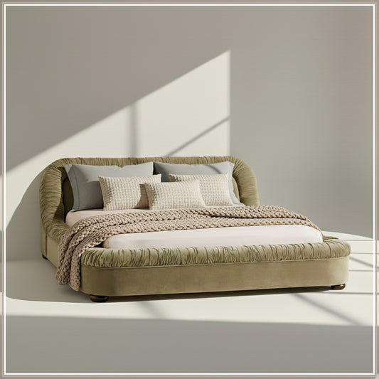 Casa Haven Relax King Size Bed in Light Green Velvet with Engineered Hardwood Frame & Hydraulic Storage