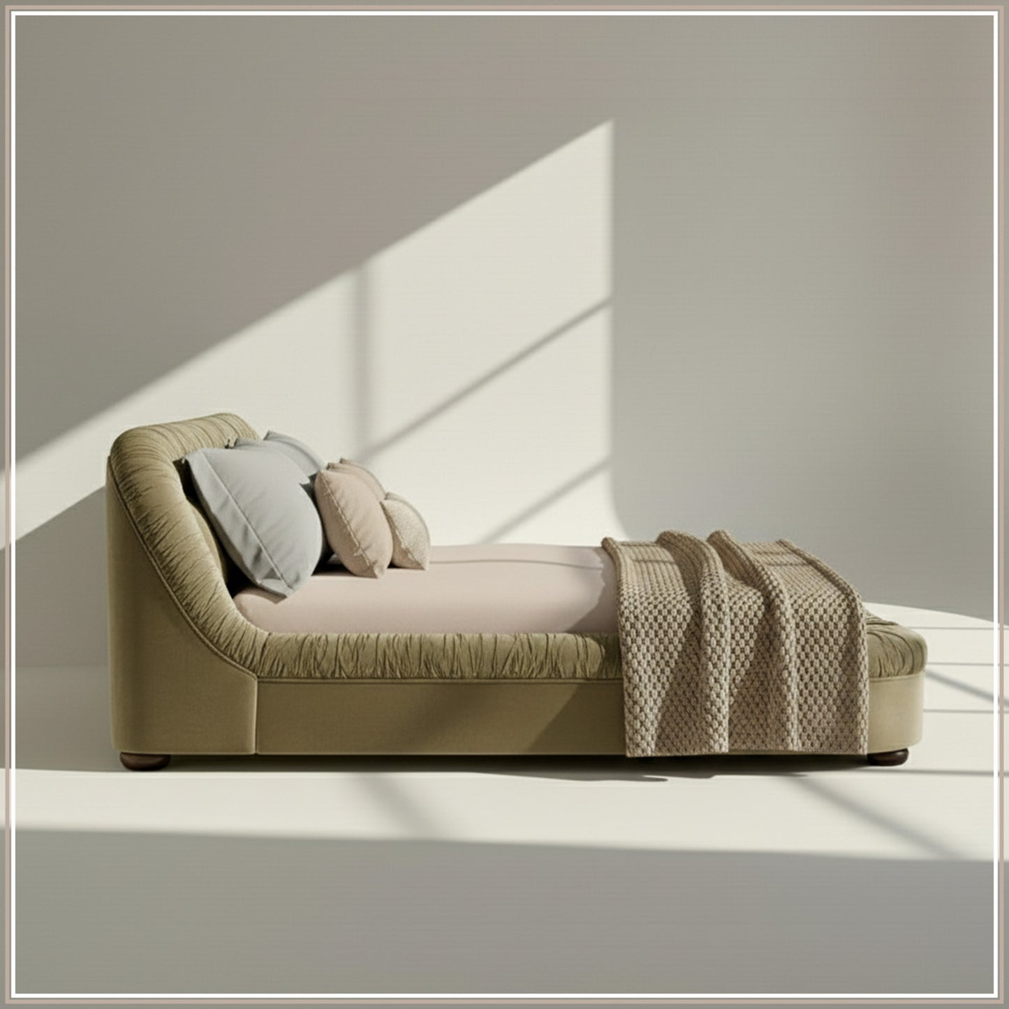 Casa Haven Relax Queen Size Bed in Light Green Velvet with Engineered Hardwood Frame & Hydraulic Storage