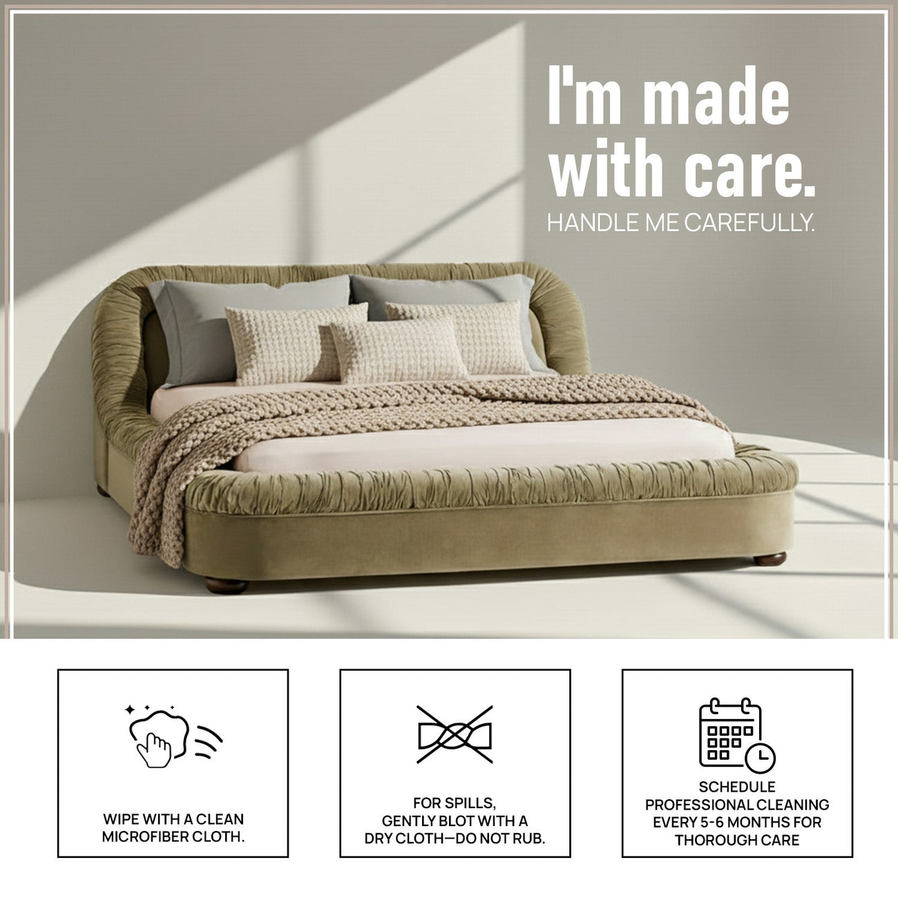 Casa Haven Relax Queen Size Bed in Light Green Velvet with Engineered Hardwood Frame & Hydraulic Storage
